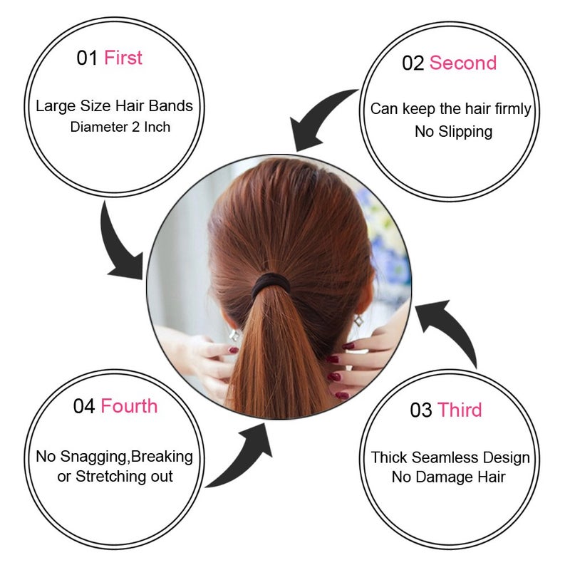 J-MEE Hair Bands 100PCS Seamless Cotton Ponytail Holders Scrunchies Hair Accessories for Thick Hair (black) - Image 2
